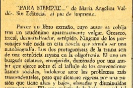 Para siempre --"  [artículo]