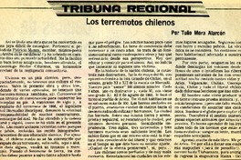 Los terremotos chilenos  [artículo] Tulio Mora Alarcón.