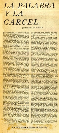 La palabra y la cárcel  [artículo] Enrique Lafourcade.