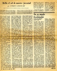 Brilla el sol de nuestra juventud  [artículo] Enrique Lafourcade.