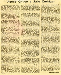 Acoso crítico a Julio Cortázar  [artículo] Edmundo Concha.