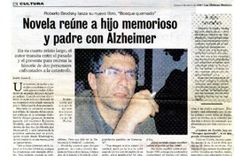 Novela reúne a hijo memorioso y padre con Alzheimer (entrevista)  [artículo]Jazmín Lolas E.