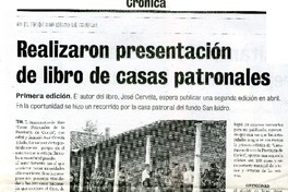 Realizaron presentaciòn de libro de casas patronales  [artículo].