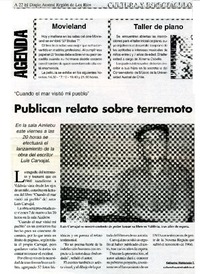 Publican relato sobre terremoto  [artículo]Katherine Maldonado T.