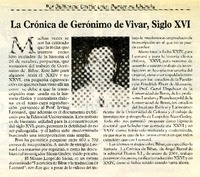 La Crónica de Gerónimo de Vivar, Siglo 16  [artículo] Guillermo Cortes Lutz.