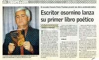 Escritor osornino lanza su primer libro poético  [artículo] Carolina Gatica Vargas.