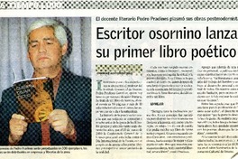 Escritor osornino lanza su primer libro poético  [artículo] Carolina Gatica Vargas.