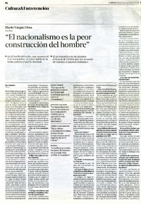 "El nacionalismo es la peor construcción del hombre" (entrevista)  [artículo] Iker Seisdedos.
