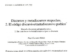 Discursos y metadiscursos mapuches  [artículo] Hugo Carrasco Muñoz.