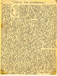 Contra los académicos  [artículo] M. C. V.