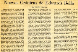 Nuevas crónicas de Edwards Bello  [artículo] Ignacio Valente.