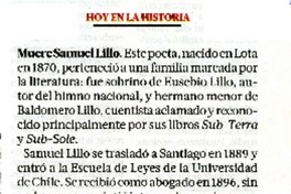 Muere Samuel Lillo  [artículo] VVD.