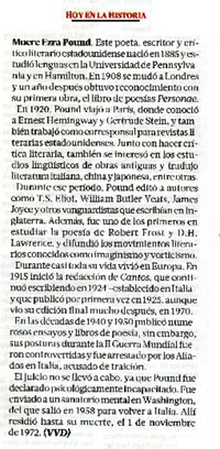 Muere Ezra Pound  [artículo] VVD.