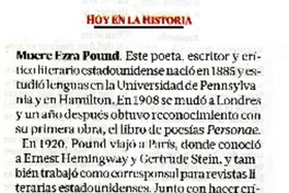 Muere Ezra Pound  [artículo] VVD.