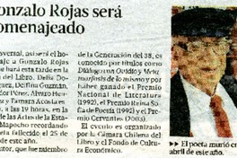 Gonzalo Rojas serà homenajeado  [artículo]