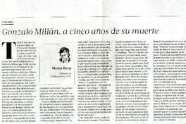 Gonzalo Millàn, a cinco años de su muerte  [artículo] Matìas Rivas.