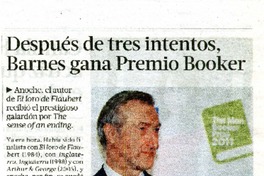 Despuès de tres intentos, Barnes gana Premio Booker  [artículo]