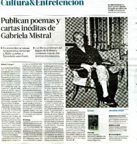 Publican poemas y cartas inèditas de Gabriela Mistral  [artículo] Roberto Careaga C.