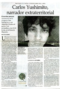 Carlos Yushimito, narrador extraterritorial  [artículo] Pedro Pablo Guerrero.