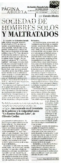 Sociedad de hombres solos y maltratados  [artículo] Camilo Marks.