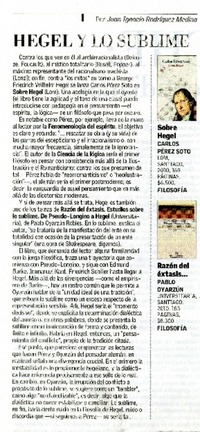 Hegel y lo sublime  [artículo] Juan Ignacio Rodrìguez Medina.