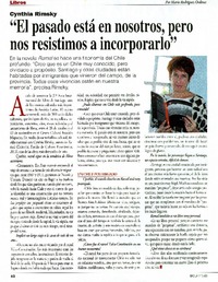 "El pasado está con nosotros, pero nos resistimos a incorporarlo" (entrevista)  [artículo] Mario Rodríguez Órdenes.