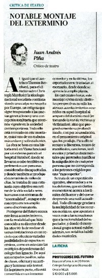 Notable montaje del exterminio  [artículo] Juan Andrès Piña.