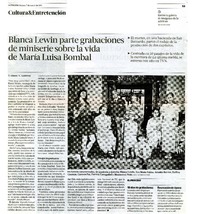 Blanca Lewin parte grabaciones de miniserie sobre la vida de Marìa Luisa Bombal  [artículo] Victoria Olmos.