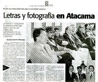 Letras y fotografìa en Atacama  [artículo] Raùl Cèspedes Valenzuela.