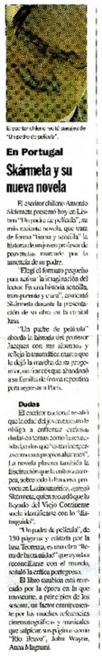 Skàrmeta y su nueva novela  [artículo]