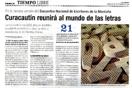 Curacautìn reunirà al mundo de las letras  [artículo] Eduardo Henrìquez Ormeño.