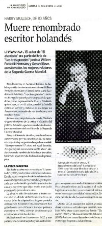 Muere renombrado escritor holandès  [artículo]