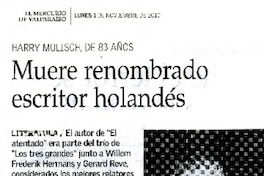 Muere renombrado escritor holandès  [artículo]