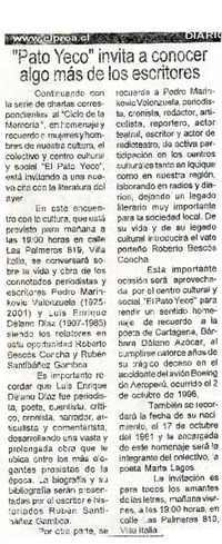 Pato Yeco invita a conocer algo màs de los escritores  [artículo]