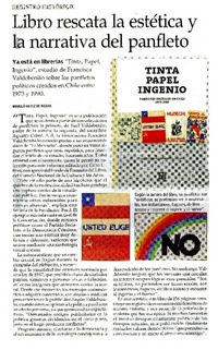 Libro rescata la estética y la narrativa del panfleto  [artículo] Marilú Ortiz de Rozas.