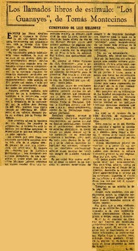 Los llamados libros de estímulo: "Los Guanayes", de Tomás Montecinos  [artículo] Luis Meléndez