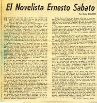 El novelista Ernesto Sábato  [artículo] Syria Poletti.