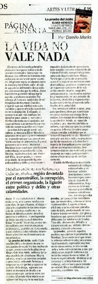 La vida no vale nada  [artículo] Camilo Marks.