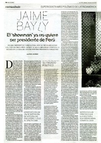El "showman" ya no quiere ser presidente de Perú  [artículo] Paul Alonso.