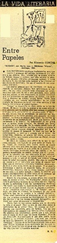 Entre papeles  [artículo] Edmundo Concha.