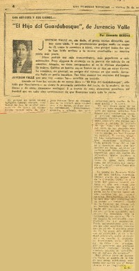 "El hijo del guardabosque", de Juvencio Valle  [artículo] E. C.