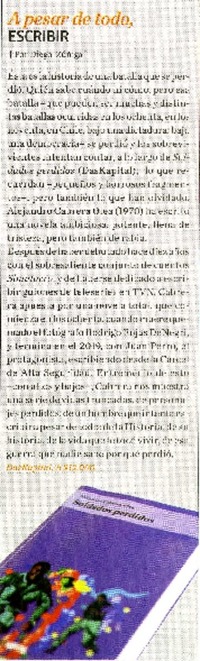 A pesar de todo, escribir  [artículo] Diego Zúñiga.