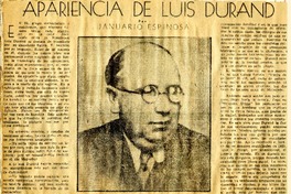 Apariencia de Luis Durand  [artículo] Januario Espinosa.