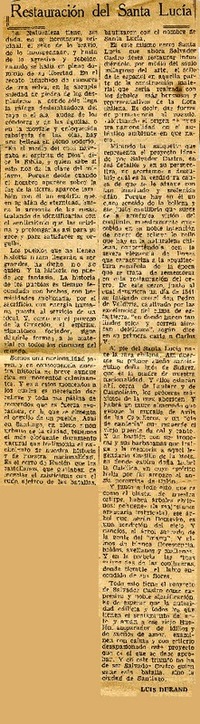 Restauración del Santa Lucía.  [artículo]