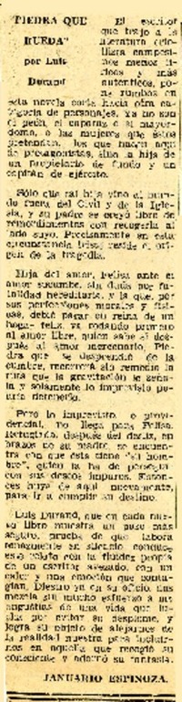 "Piedra que rueda".  [artículo] Januario Espinoza.