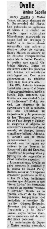Ovalle  [artículo] Andrés Sabella.