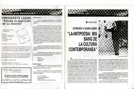 "La antipoesía: big bang de la cultura contemporánea" [entrevista] [artículo] Francisco Véjar