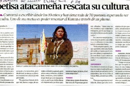 Poetisa atacameña rescata su cultura  [artículo]