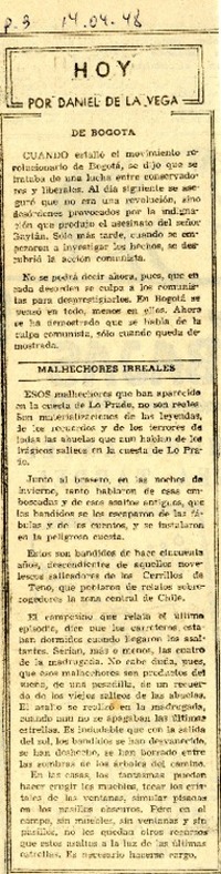 De Bogotá  [artículo] Daniel de la Vega