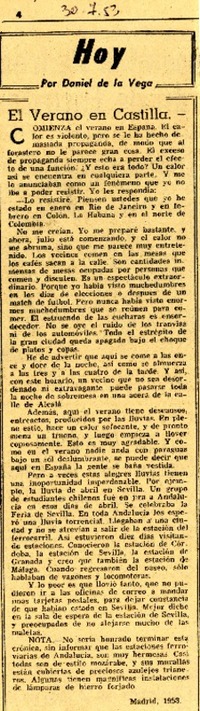 El verano en Castilla  [artículo] Daniel de la Vega